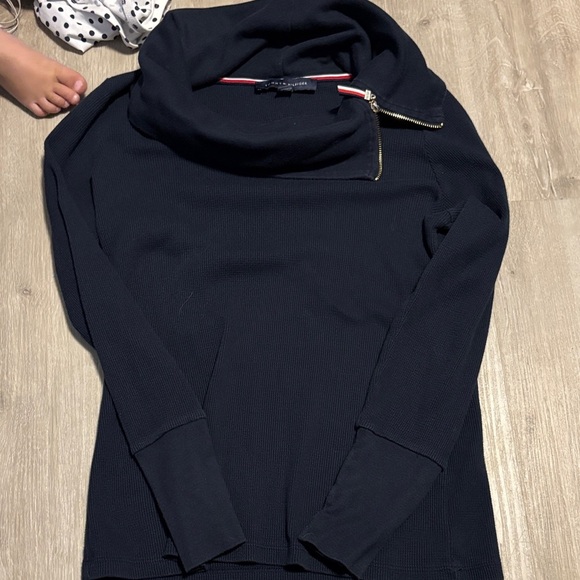 Women's Black Sweater with Cowl Neck - Picture 1 of 3